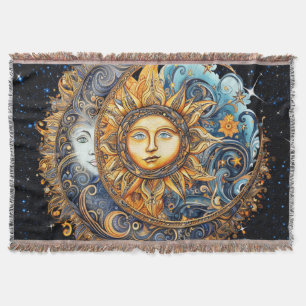 Sun and Moon Galaxy Throw Blanket
