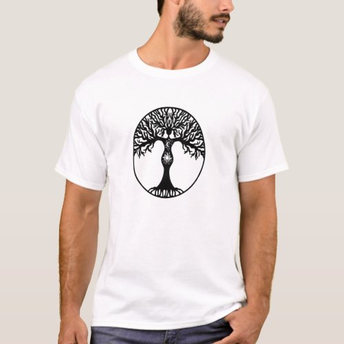 Sun and Moon Goddess Tree T_Shirt