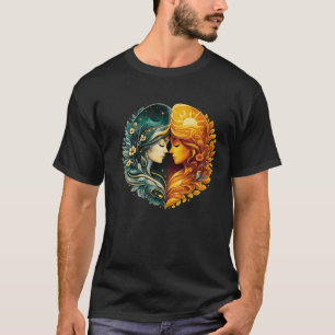 Sun and Moon Harmony Luxury Art T-Shirt