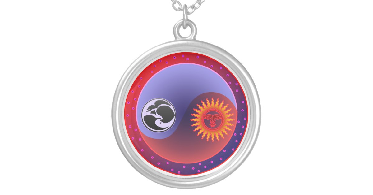 Sun and Moon in Balance Yin Yang Necklace Zazzle.com