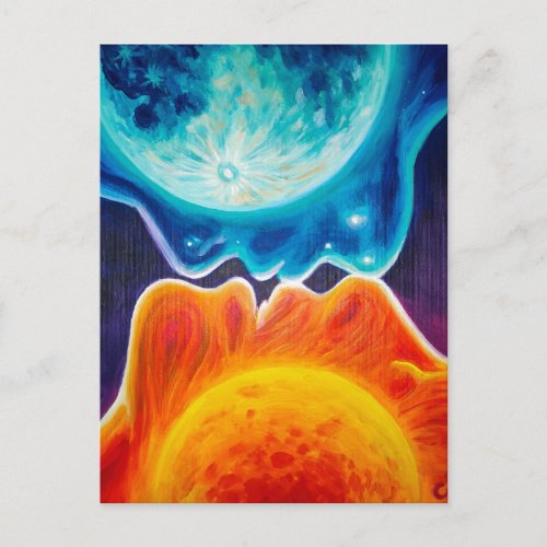 Sun and moon kiss   postcard