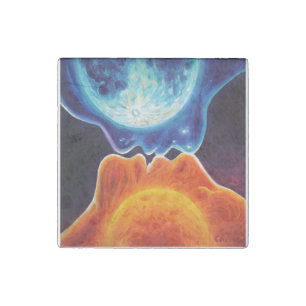 Sun and moon kiss stone magnet