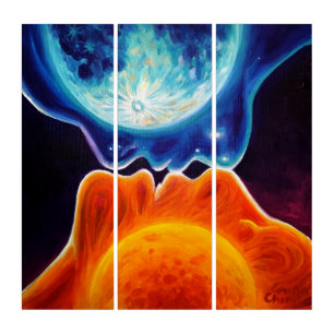 Sun and moon kiss   triptych
