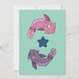 Sun and Moon Koi Fish Celestial Pisces Art Thank You Card
