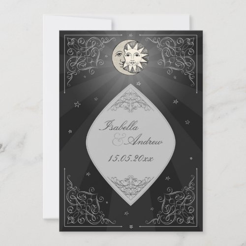 Sun and Moon Love _ classic wedding invitation