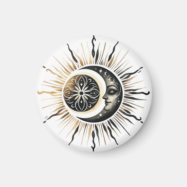 Sun and Moon Magnet | Celestial Fridge Magnet  (Front)