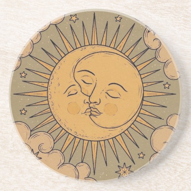 Sun and Moon Mandala Coaster (Front)