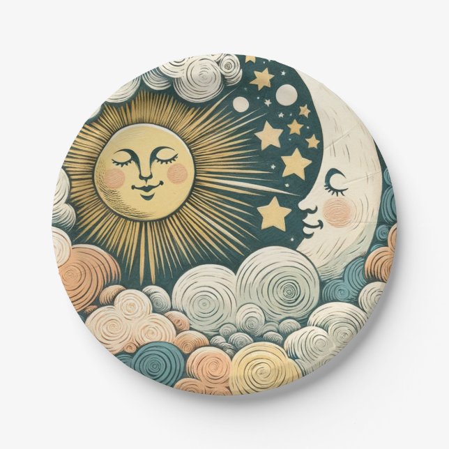 Sun and Moon MoonChild Sunshine                    Paper Plates (Front)