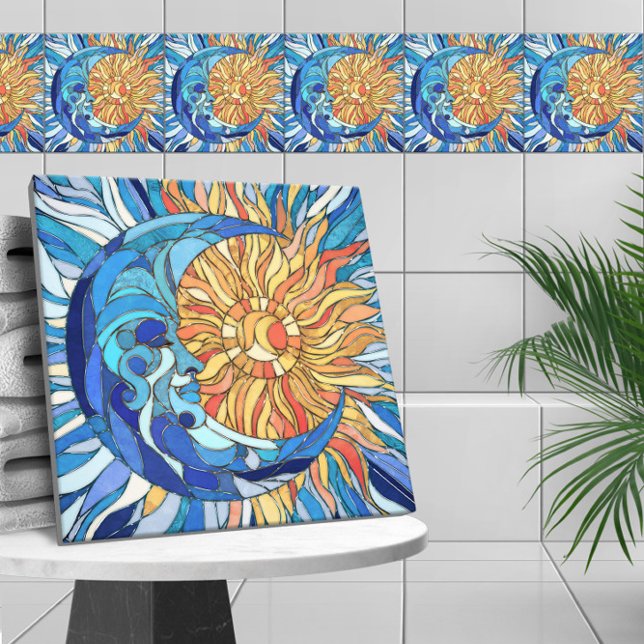 Sun and Moon Mosaic Art Ceramic Tile (Creator Uploaded)