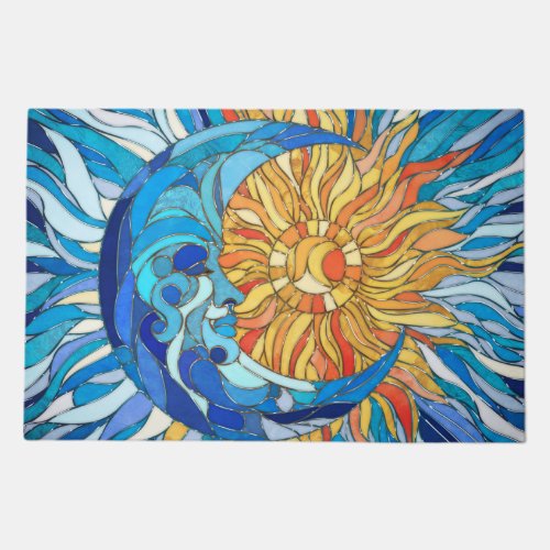Sun and Moon Mosaic Art Doormat