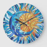 Sun And Moon Mosaic Art Large Clock at Zazzle