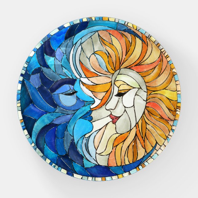 Sun and Moon Mosaic Art Paperweight (Front)
