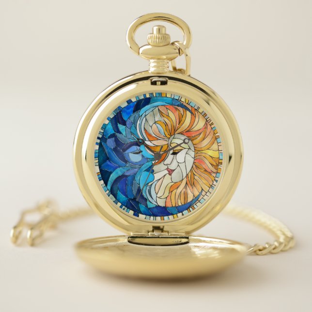 Sun and Moon Mosaic Art Pocket Watch (Inside)