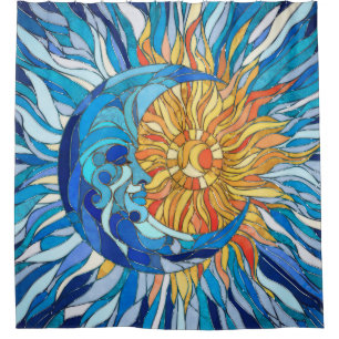 Sun and Moon Mosaic Art Shower Curtain