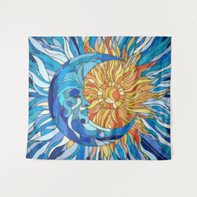 Sun and Moon Mosaic Art Tapestry (Front (Horizontal))