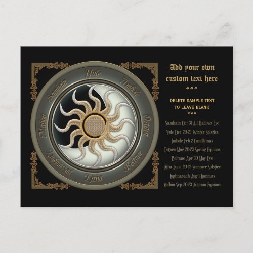 Sun and Moon Pagan Wheel 2012 Calendar Postcard