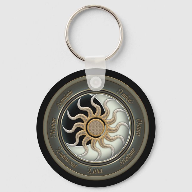 Sun and Moon Pagan Wheel Keychain (Front)