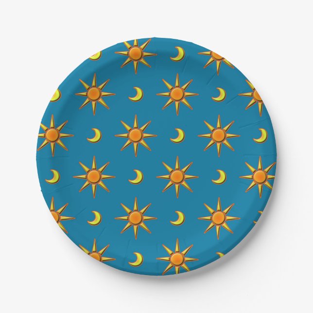 Sun and moon pattern custom paper plate (Front)