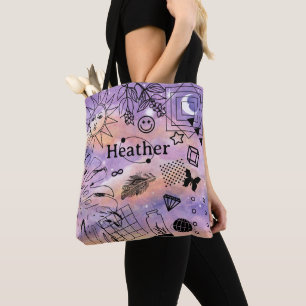 Sun and Moon Purple Sky Personalized Tote Bag