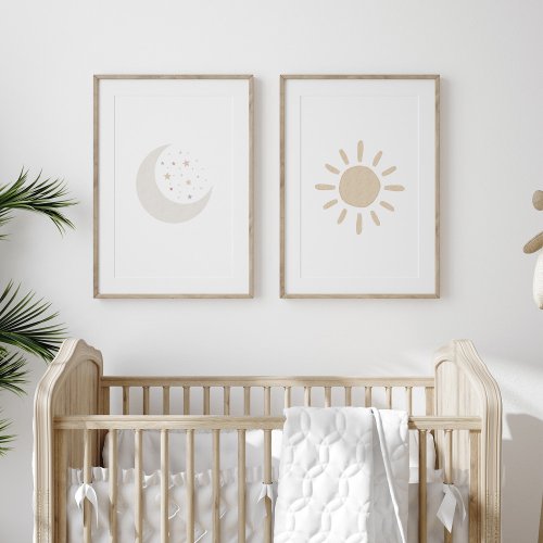 Sun and moon set of 2 nursery print