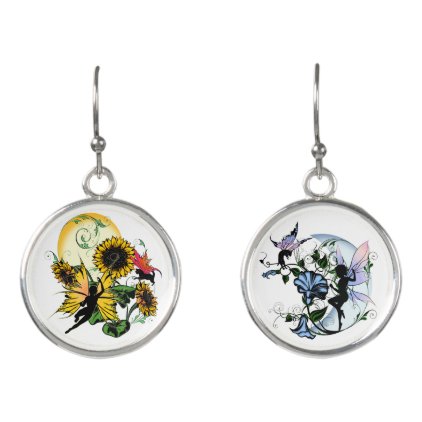 Sun and Moon Shadow Fairy and Cosmic Kitty Earrings