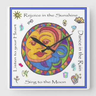 Sun and Moon square wall clock