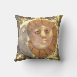 Sun And Moon Symbol Relic Artwork Design  Throw Pillow