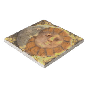 Sun And Moon Symbol Relic Artwork Design  Trivet