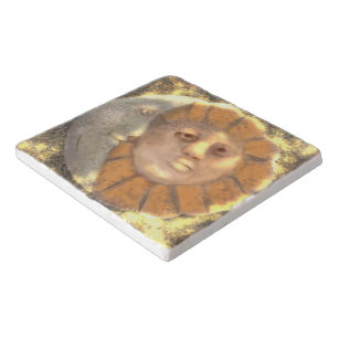 Sun And Moon Symbol Relic Artwork Design  Trivet