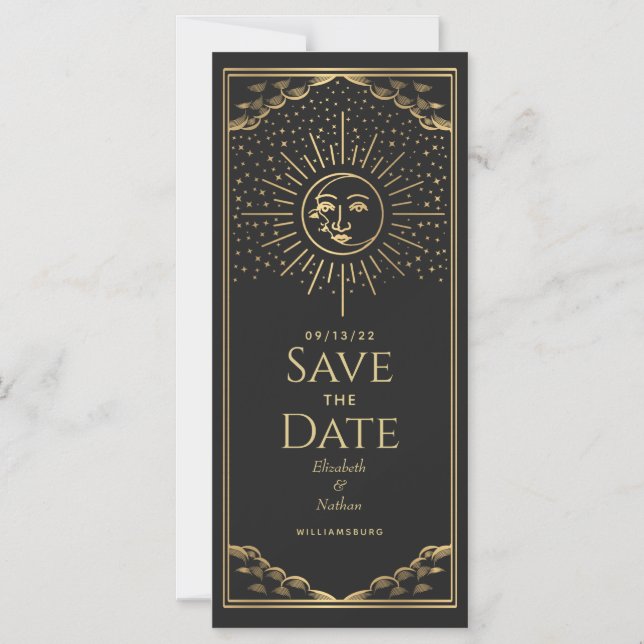 Sun and Moon Tarot Save the Date Magnetic Card (Front)