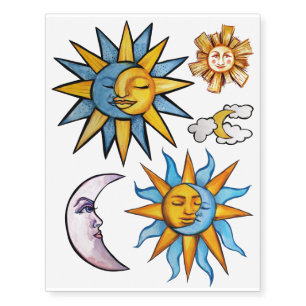 Sun and Moon Temporary Tattoos