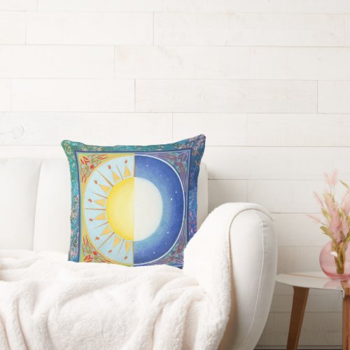 Sun and Moon Throw Pillow