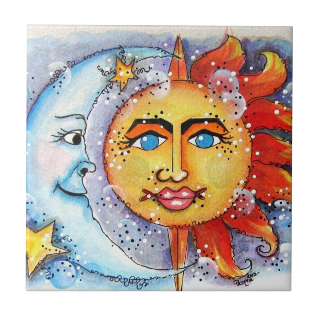Sun and Moon Tile | Zazzle