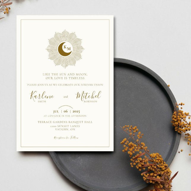 Sun and Moon Timeless Wedding Invitation (Creator Uploaded)