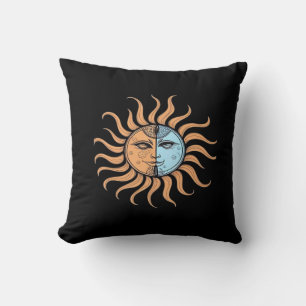 Sun And Moon Vintage Bohemian Abstract Throw Pillow