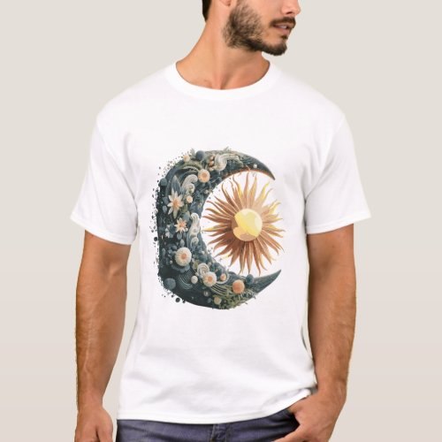 Sun and Moon with FLowers T_Shirt