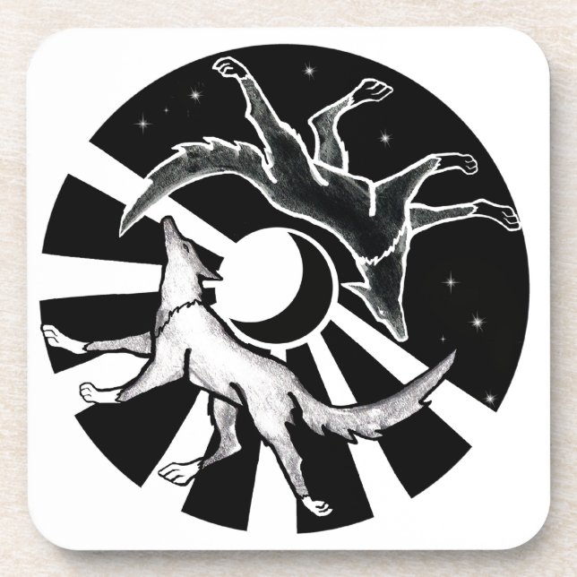 Sun and Moon Wolves Beverage Coaster (Front)