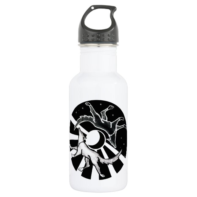 Sun and Moon Wolves Stainless Steel Water Bottle (Front)
