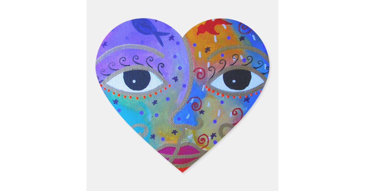 Sun And Moon Yin And Yang Heart Sticker Zazzle Com