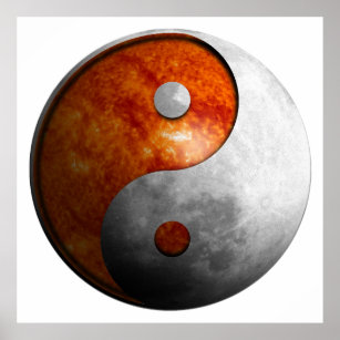 Sun and Moon Yin and Yang Symbol Poster