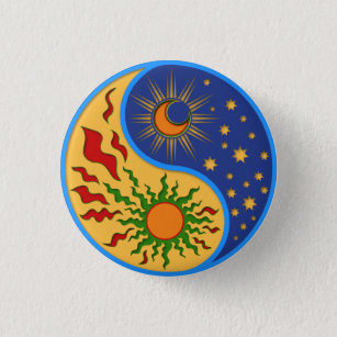 Sun and Moon Yin Yang Colorful Button