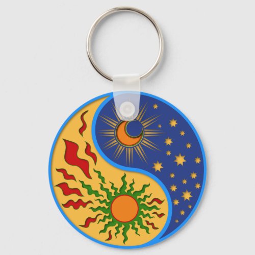 Sun and Moon Yin Yang Colorful Keychain