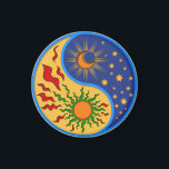 Sun and Moon Yin Yang Colorful Magnet<br><div class="desc">A Yin Yang sun and moon design in a paper cutout style.</div>