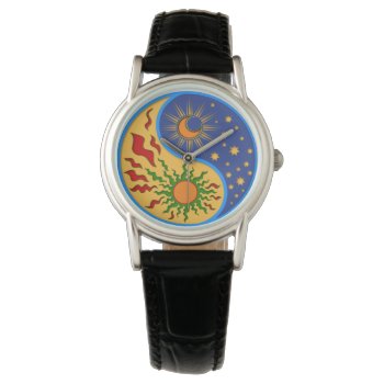 Sun And Moon Yin Yang Colorful Watch by Kris_and_Friends at Zazzle