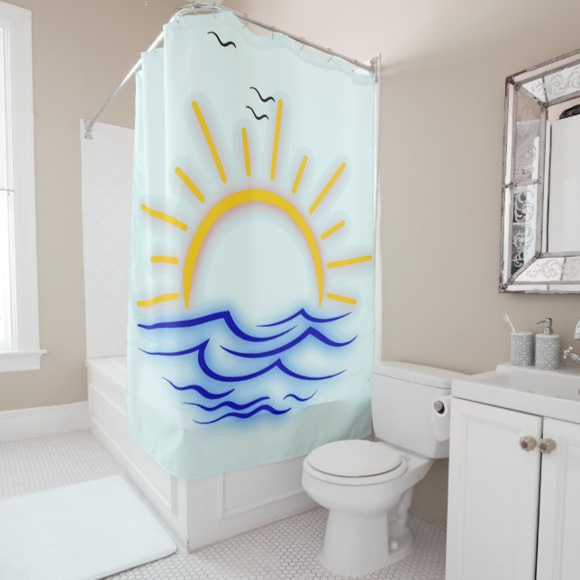 Sun and Ocean Wave Shower Curtain (In Situ)