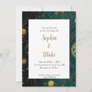 Sun and Planets Celestial Alternative Wedding Invitation