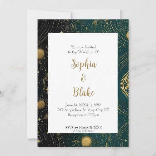 Sun and Planets Celestial Alternative Wedding Invitation