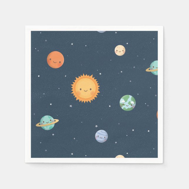 Sun and Planets Outer Space Party Supplies Napkins (Front)