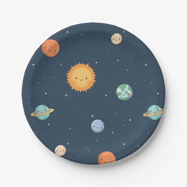 Sun and Planets Outer Space Party Supplies Paper Plates (Front)