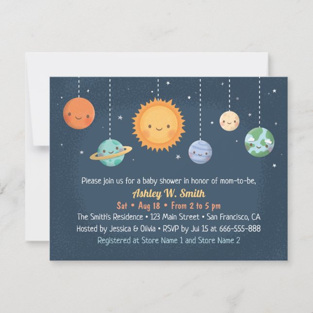 Sun And Planets Space Baby Shower Invitation (Front)